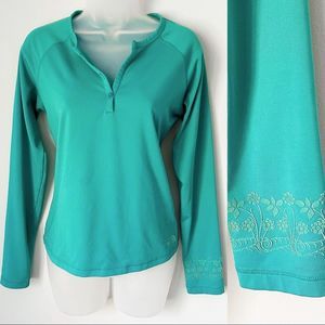 NORTH FACE | Teal Button Long Sleeve Active Top